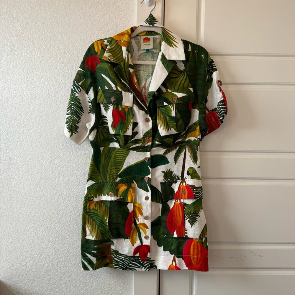 Farm Rio Cocoa Forest Utilitary Mini Dress - Picture 4 of 9